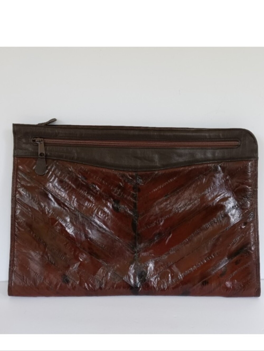 Vintage HuGari's Hawaii Genuine Eel Skin Clutch Folio/Slim Briefcase Burgundy E